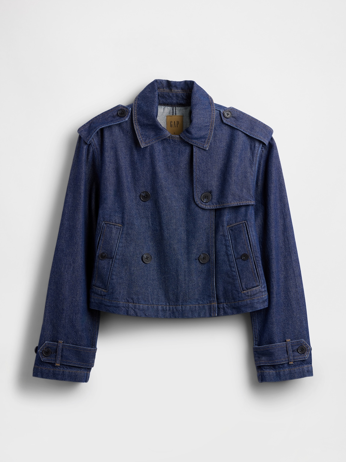 UltraSoft Denim Crop Trench Jacket