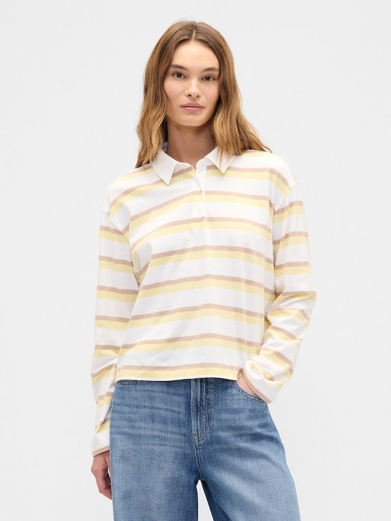 Oversized Stripe Rugby Polo Shirt