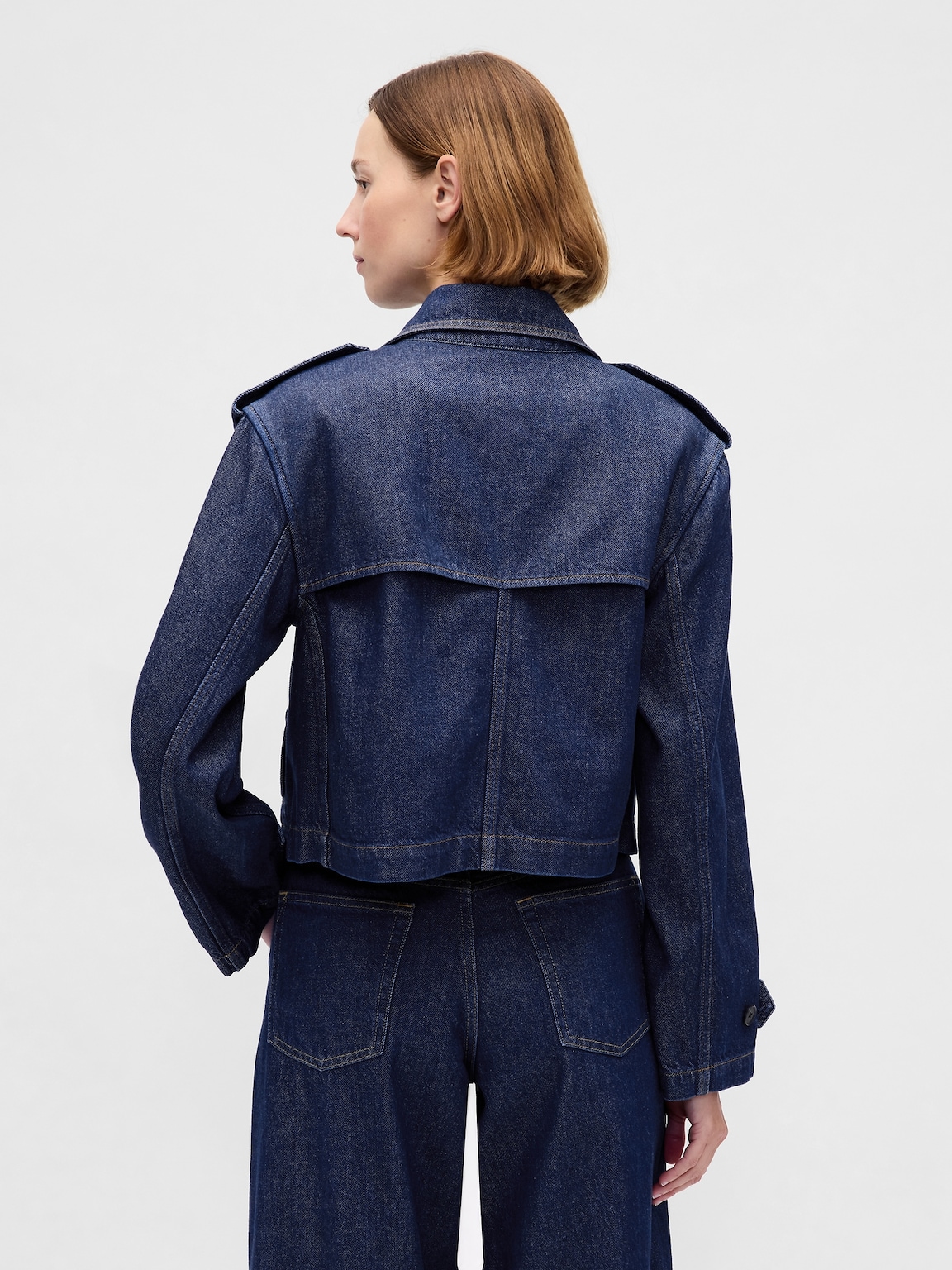 UltraSoft Denim Crop Trench Jacket