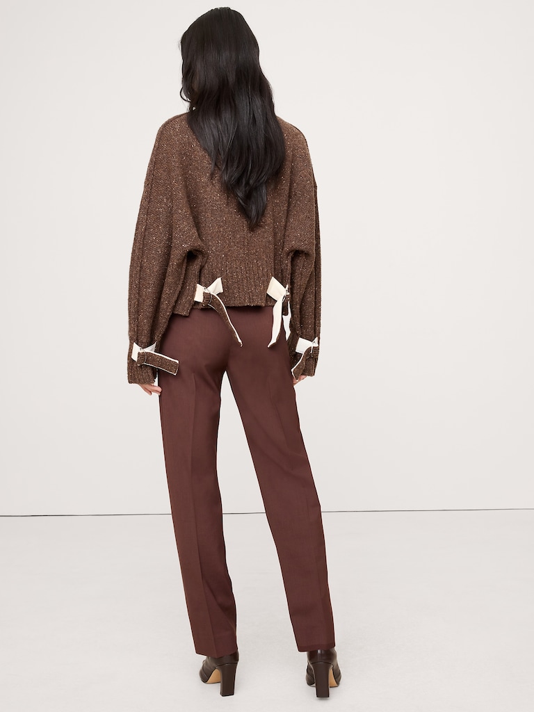 High-Rise Slim Italian Wool Ankle Pant