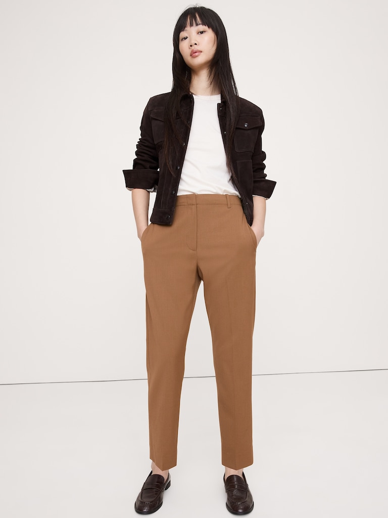 High-Rise Slim Italian Wool Ankle Pant