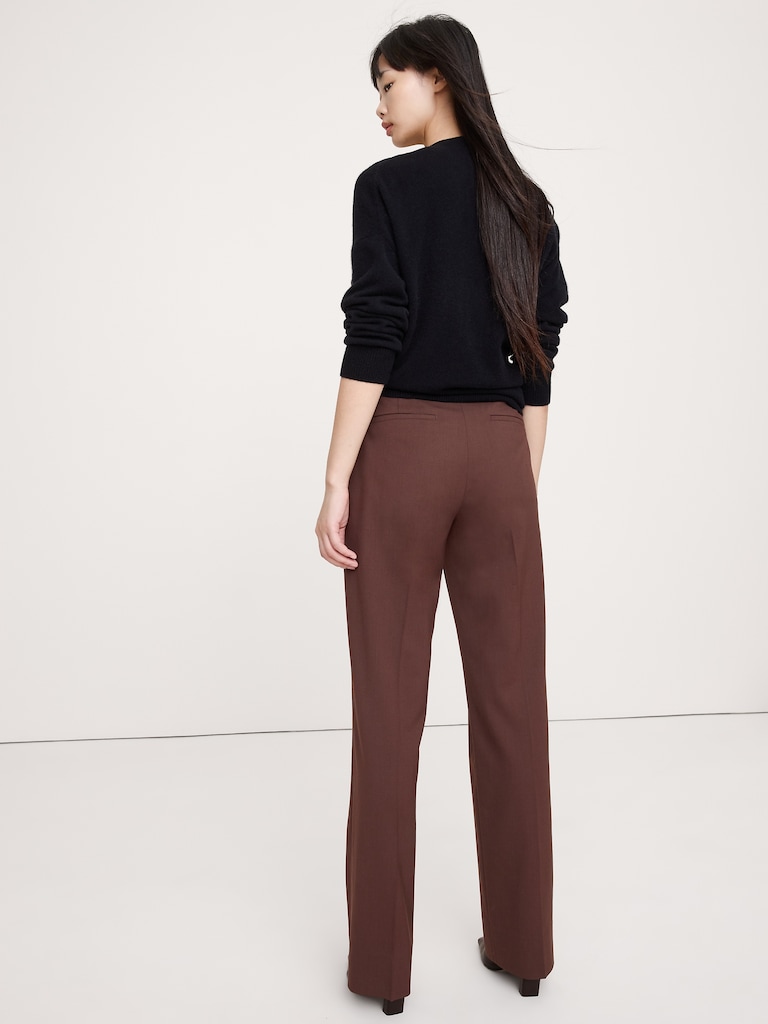 High-Rise Modern Straight Italian Wool Pant