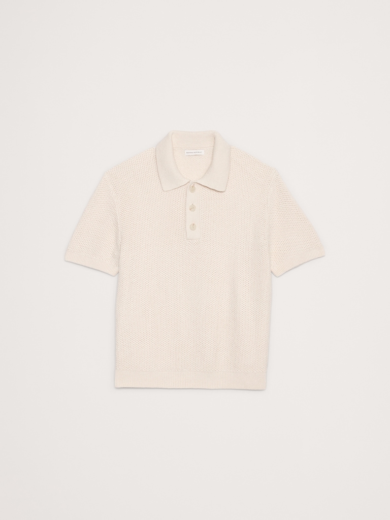 Cotton Honeycomb Sweater Polo