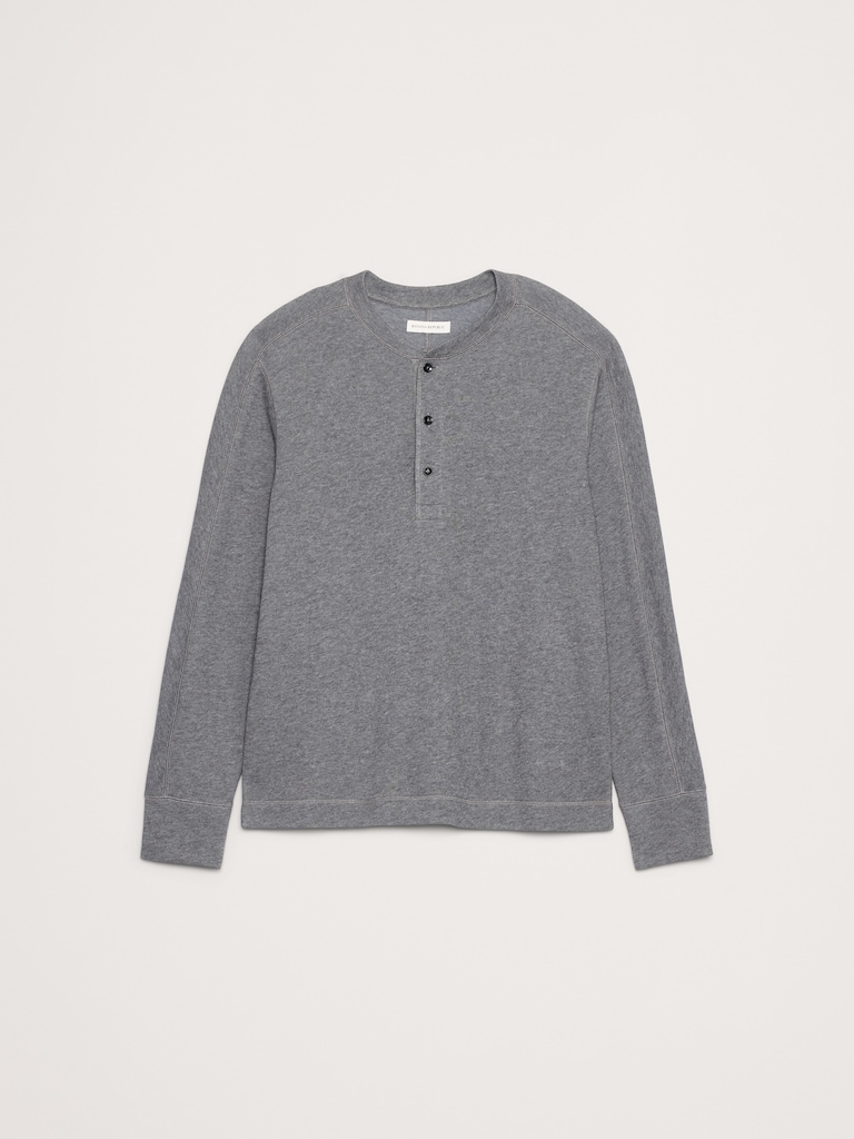Slub Double-Knit Henley T-Shirt