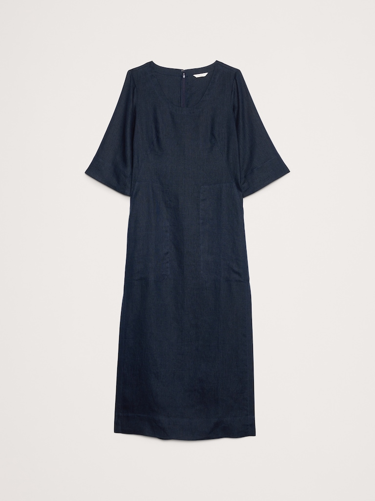 Linen Scoop-Neck Maxi Dress