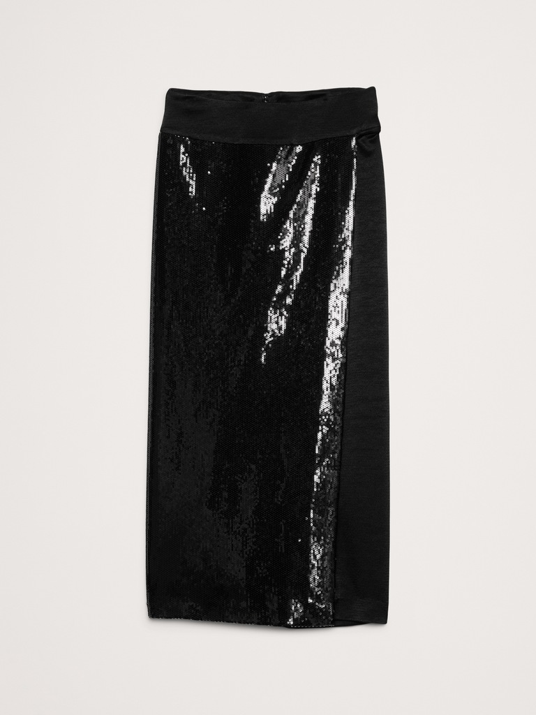 Ponte & Sequin Wrap Skirt