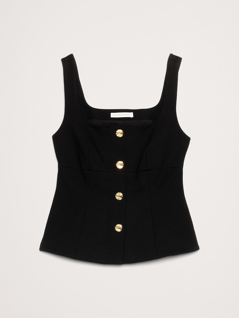Everywhere Ponte Square-Neck Peplum Top