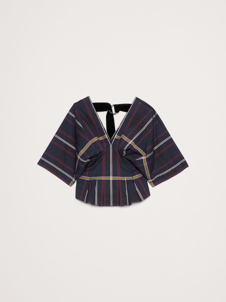 Stretch-Cotton Pleated Top