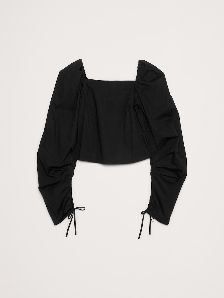 Stretch-Cotton Square-Neck Top