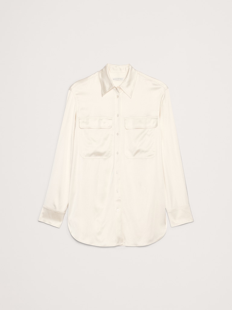 Stretch-Satin Utility Shirt