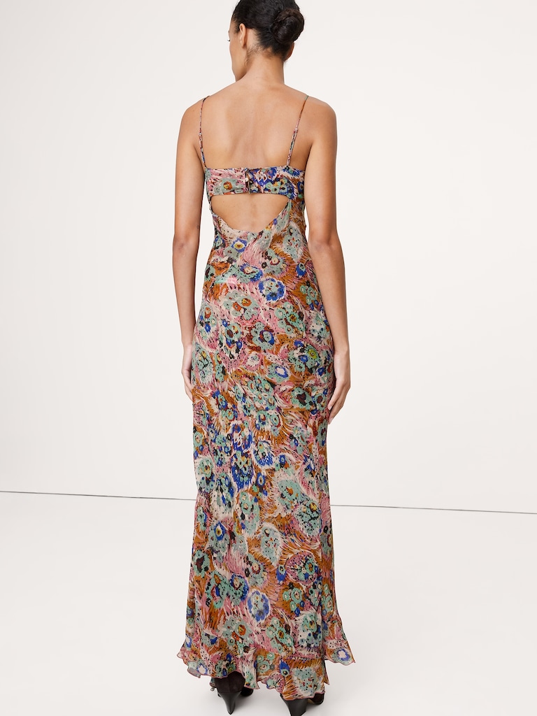 Georgette Cowl-Neck Maxi Dress