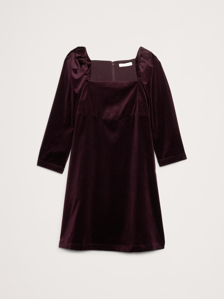 Velvet Puff-Sleeve Mini Dress