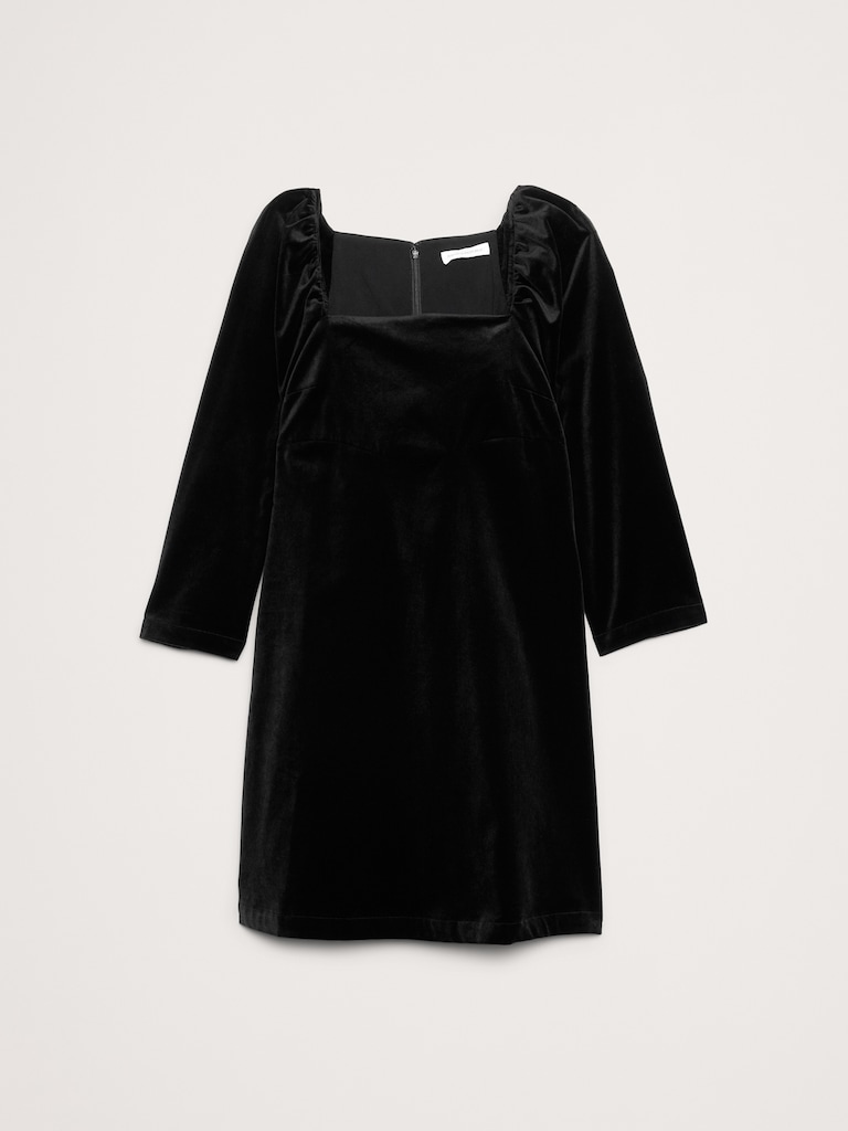 Velvet Puff-Sleeve Mini Dress