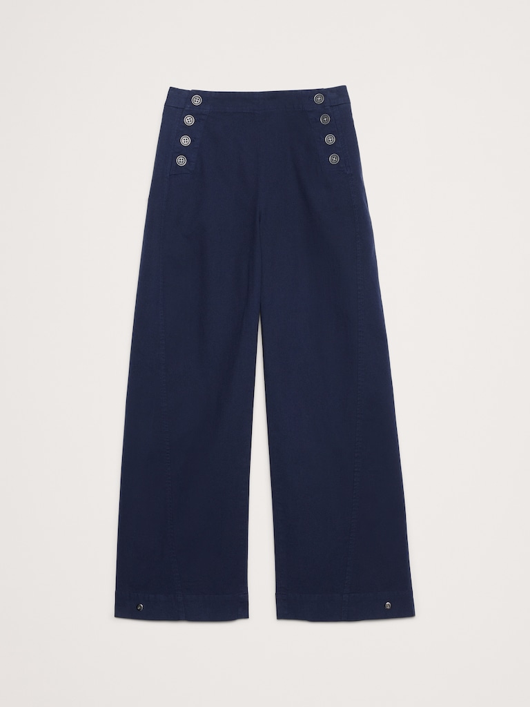 High-Rise Stretch-Canvas Sailor Pant