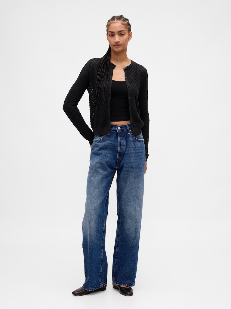 CashSoft Stretch Pointelle Cardigan