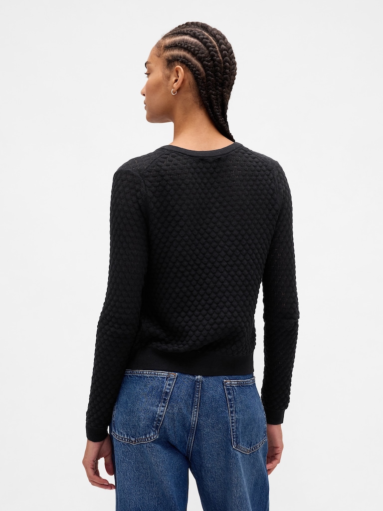 CashSoft Stretch Pointelle Cardigan