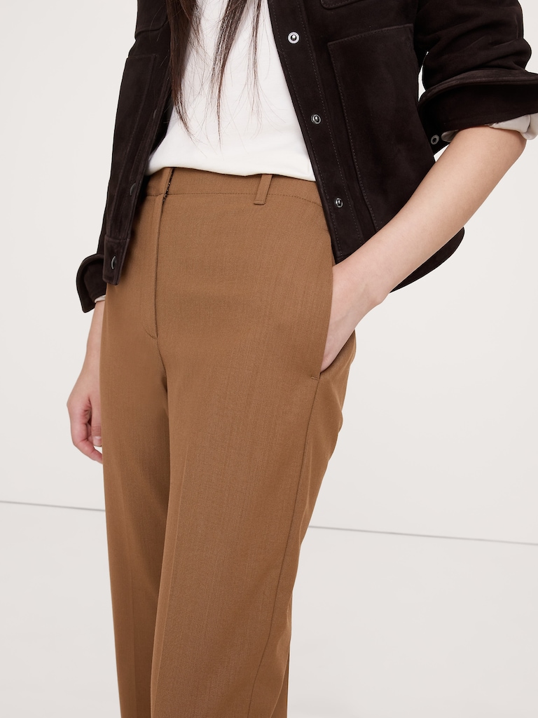 High-Rise Slim Italian Wool Ankle Pant