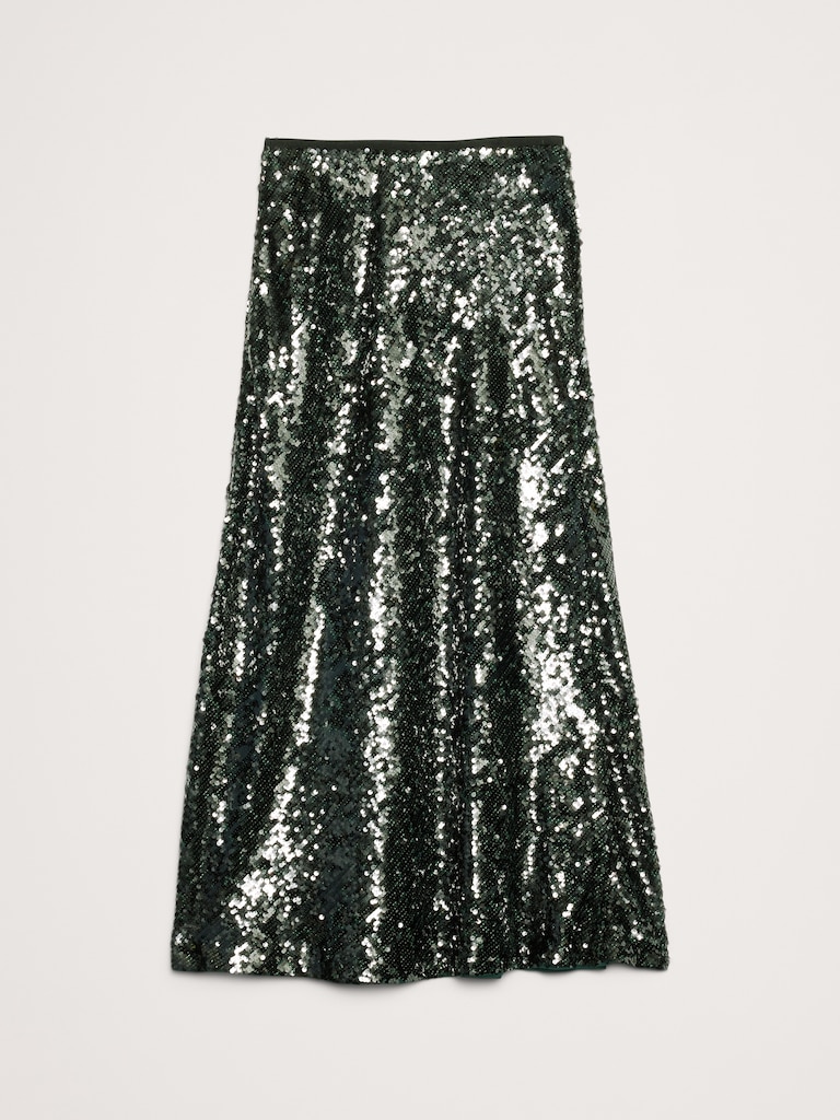 Bias-Cut Sequin Maxi Skirt
