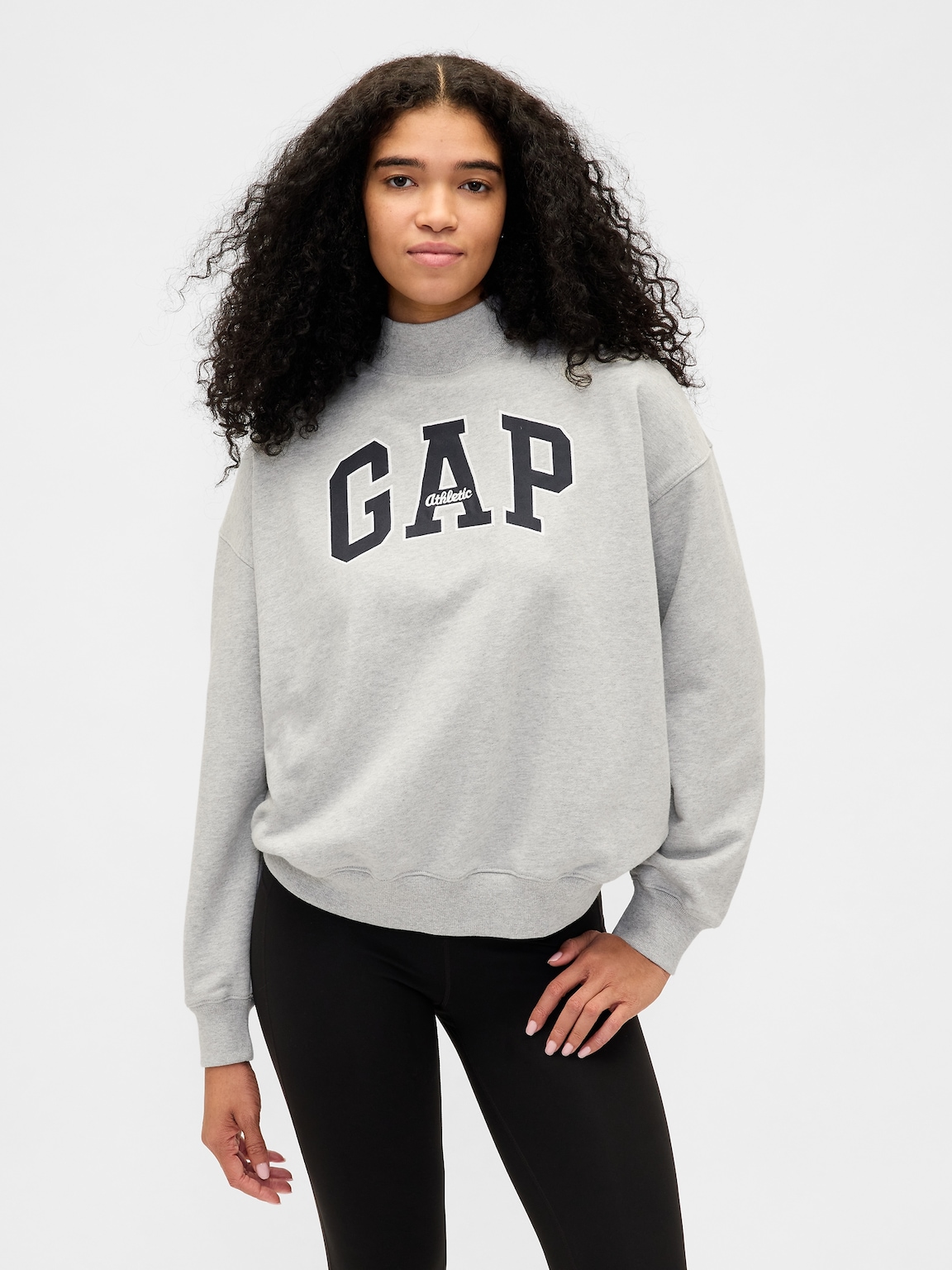 Heavyweight French Terry Oversized Mockneck Logo Sweatshirt