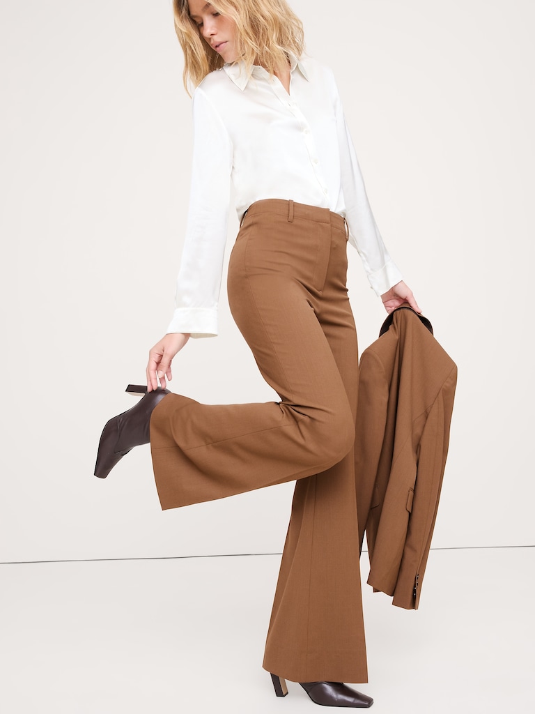 High-Rise Flare Italian Wool Pant