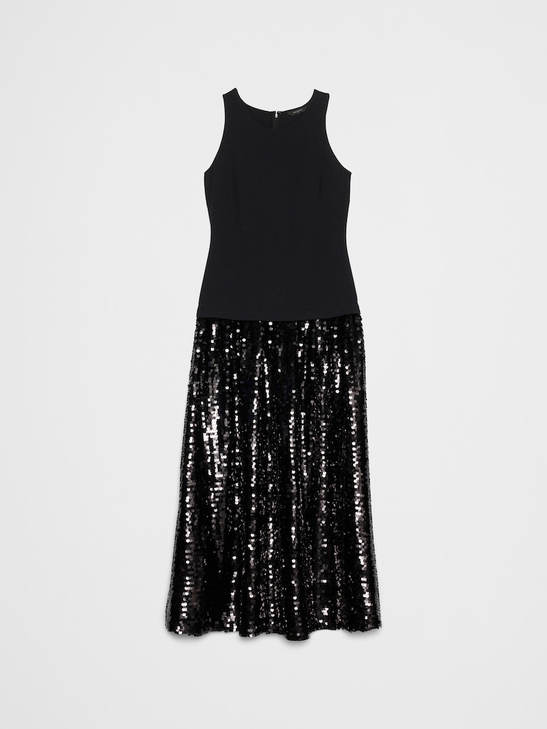Sequin Drop-Waist Maxi Fit-and-Flare Dress
