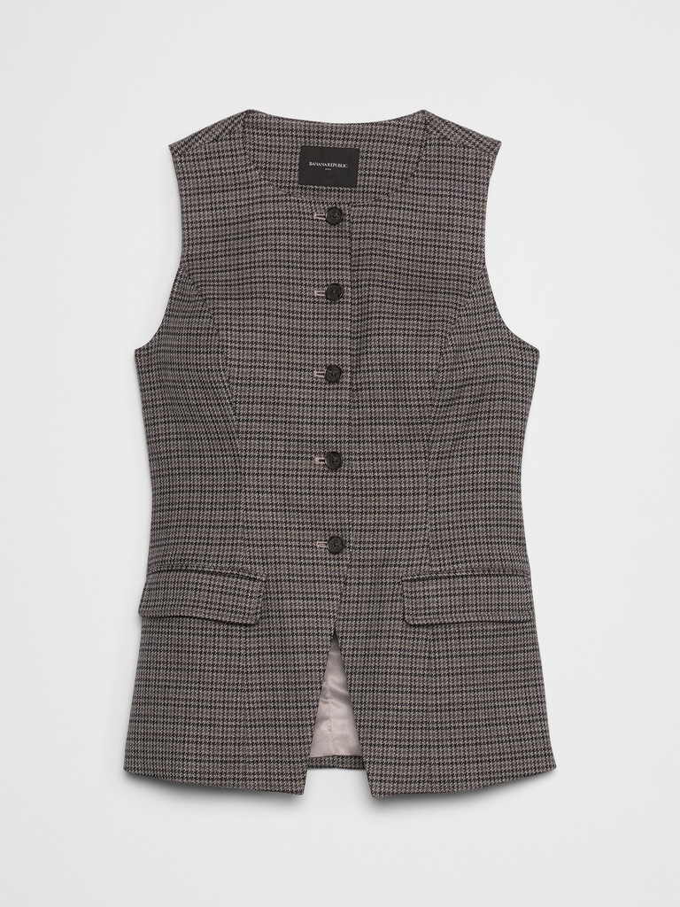 Houndstooth Long Vest