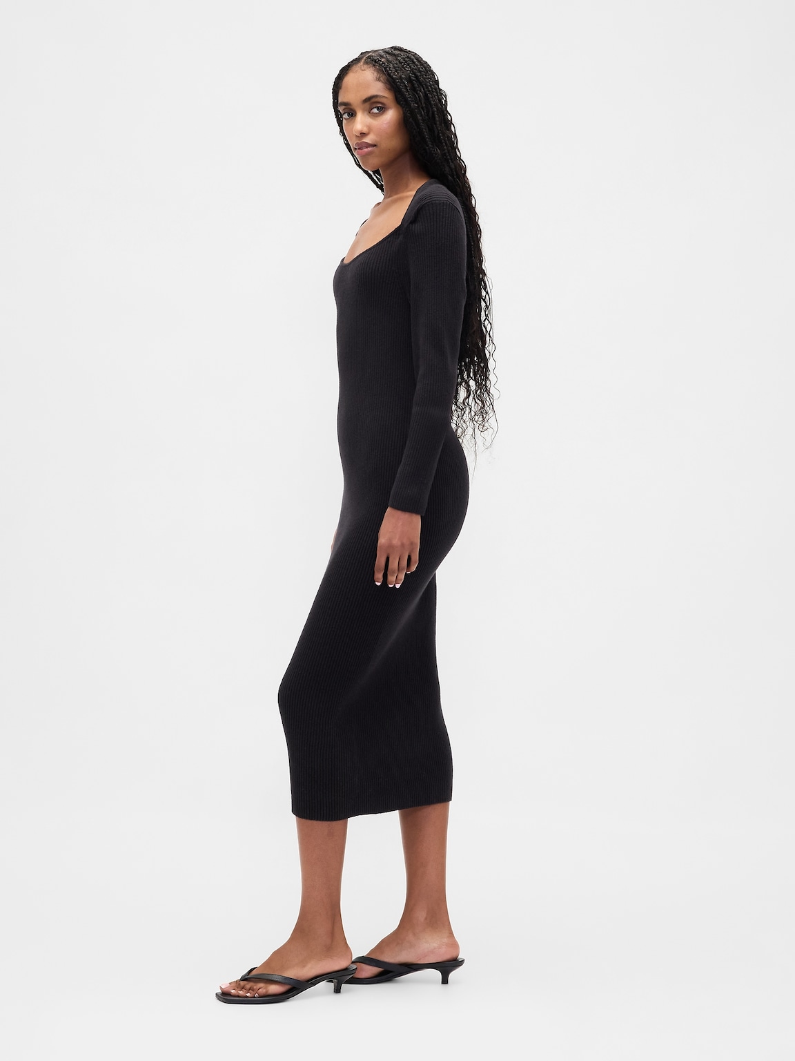 CashSoft Rib Midi Sweater Dress