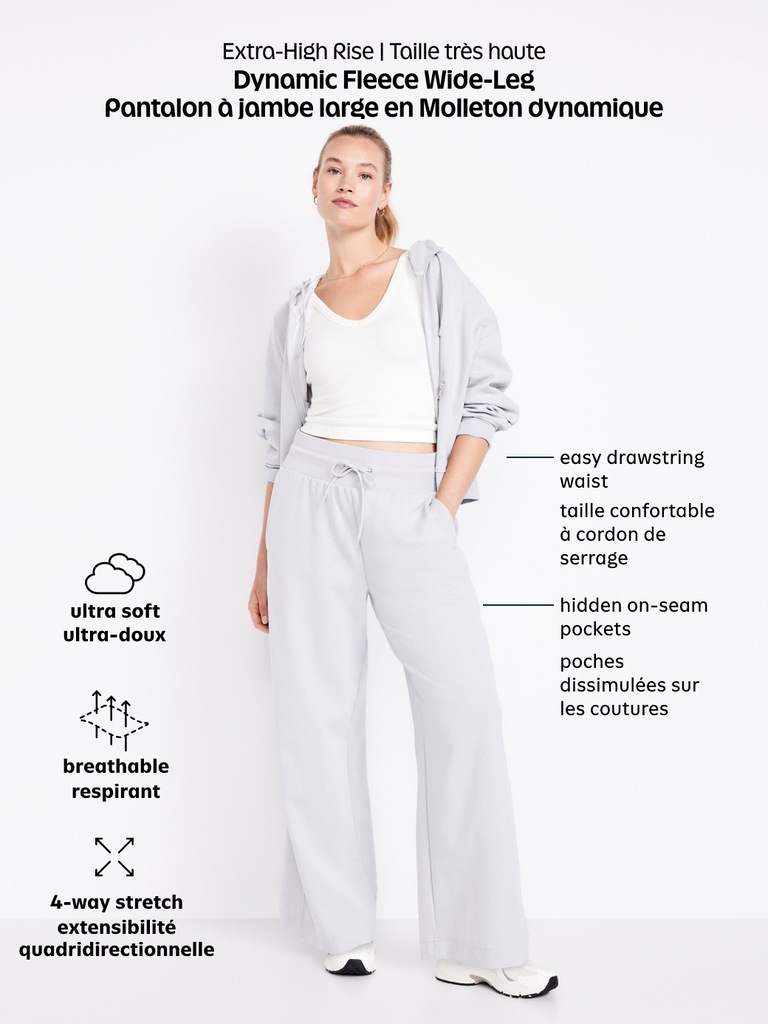 Extra High-Waisted Dynamic Fleece Wide-Leg Sweatpants