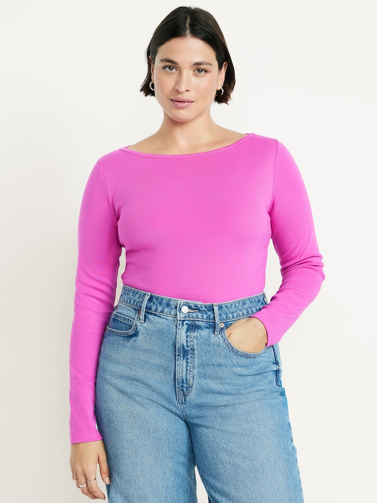 Snug Long-Sleeve Boatneck T-Shirt