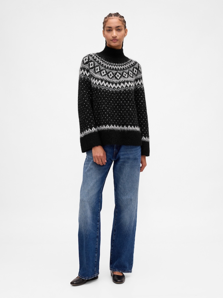 Fuzzy Oversized Turtleneck Sweater