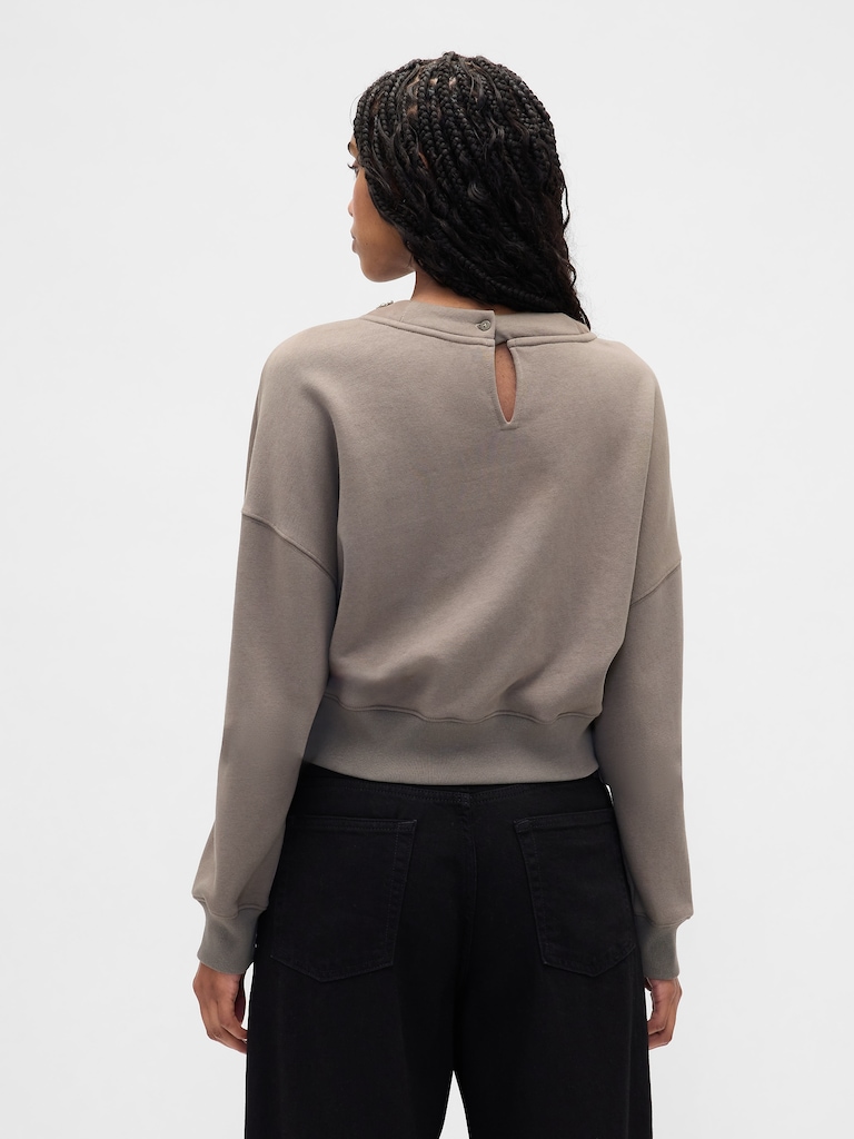 VintageSoft Jewel-Neck Crop Sweatshirt