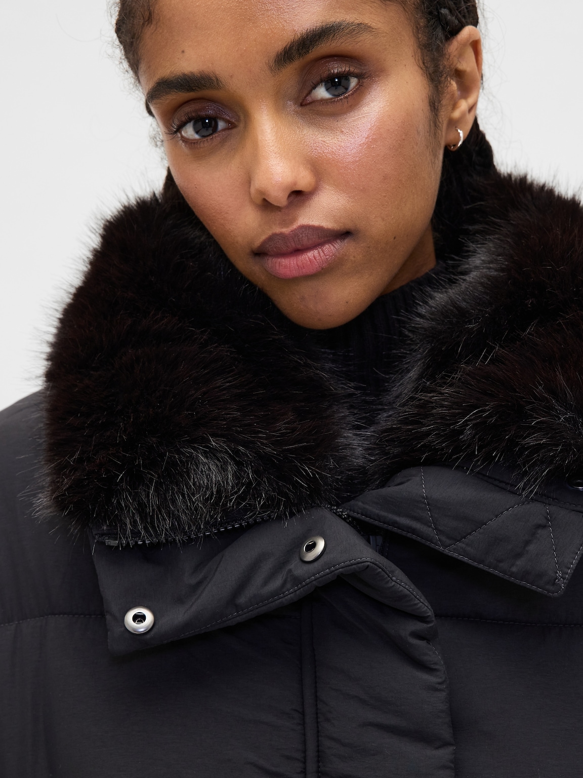 Faux Fur-Trim Puffer Jacket