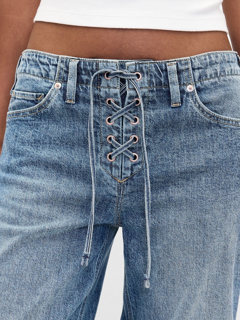 Low Rise '90s Loose Lace-Up Jeans