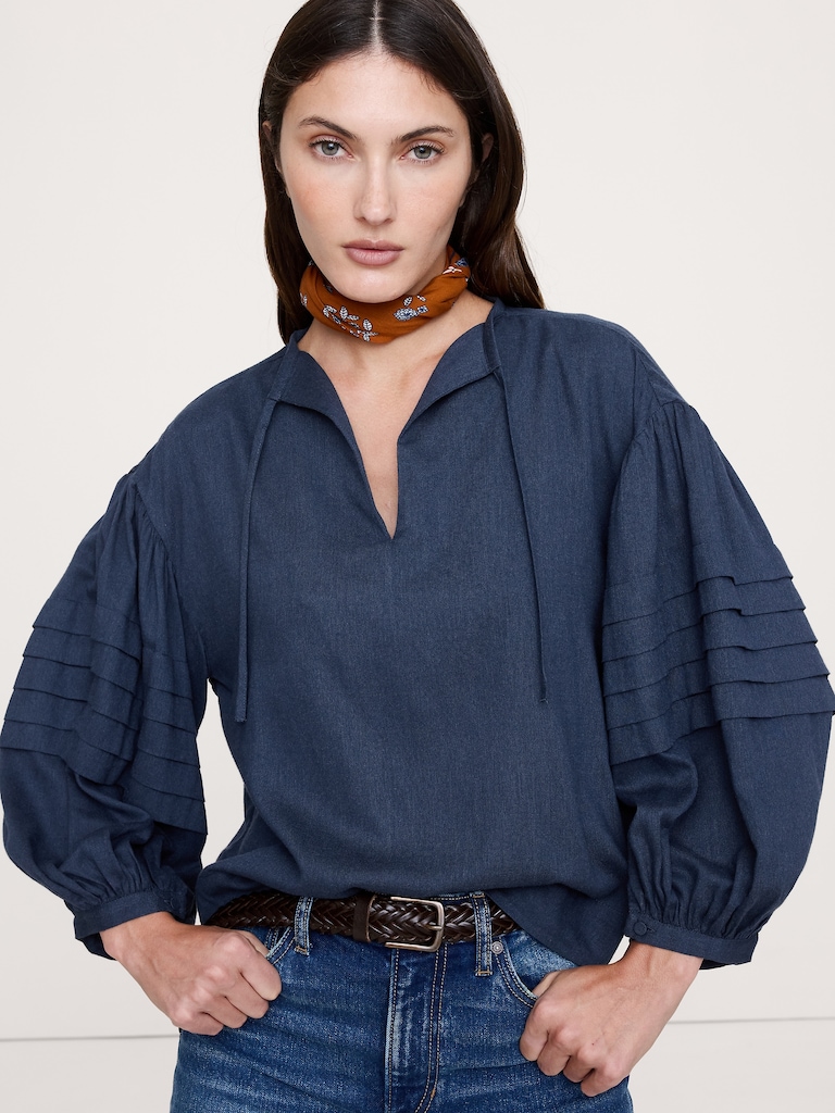 Flannel Peasant Blouse