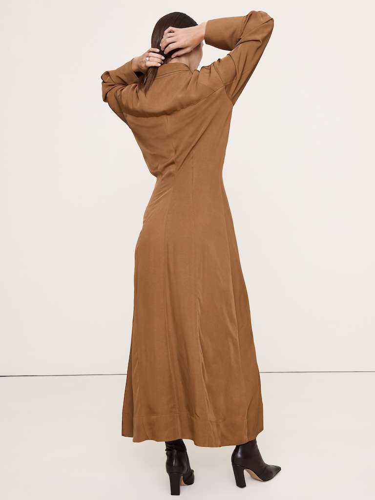 Drapey Twill Shirt Dress