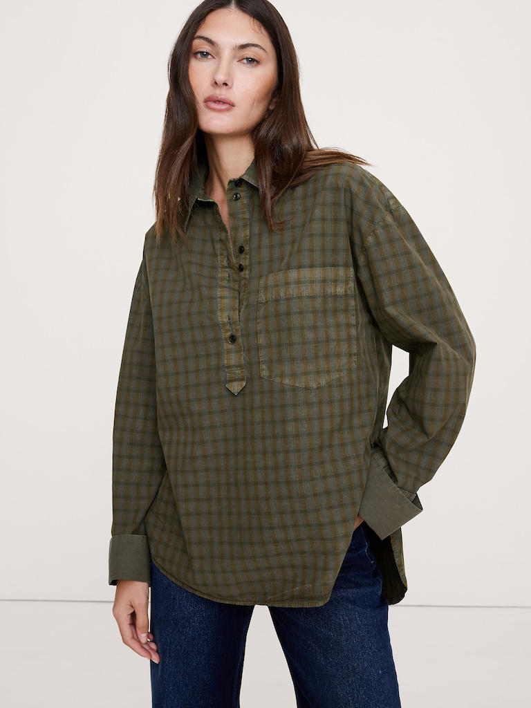 Oversized Cotton Poplin Banker Shirt