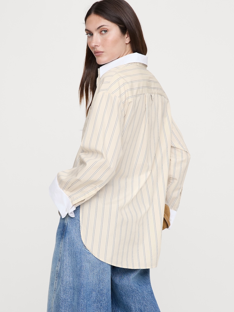 Oversized Cotton Poplin Banker Shirt