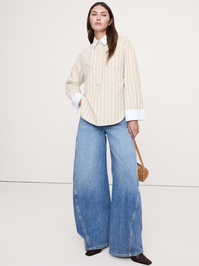 Oversized Cotton Poplin Banker Shirt