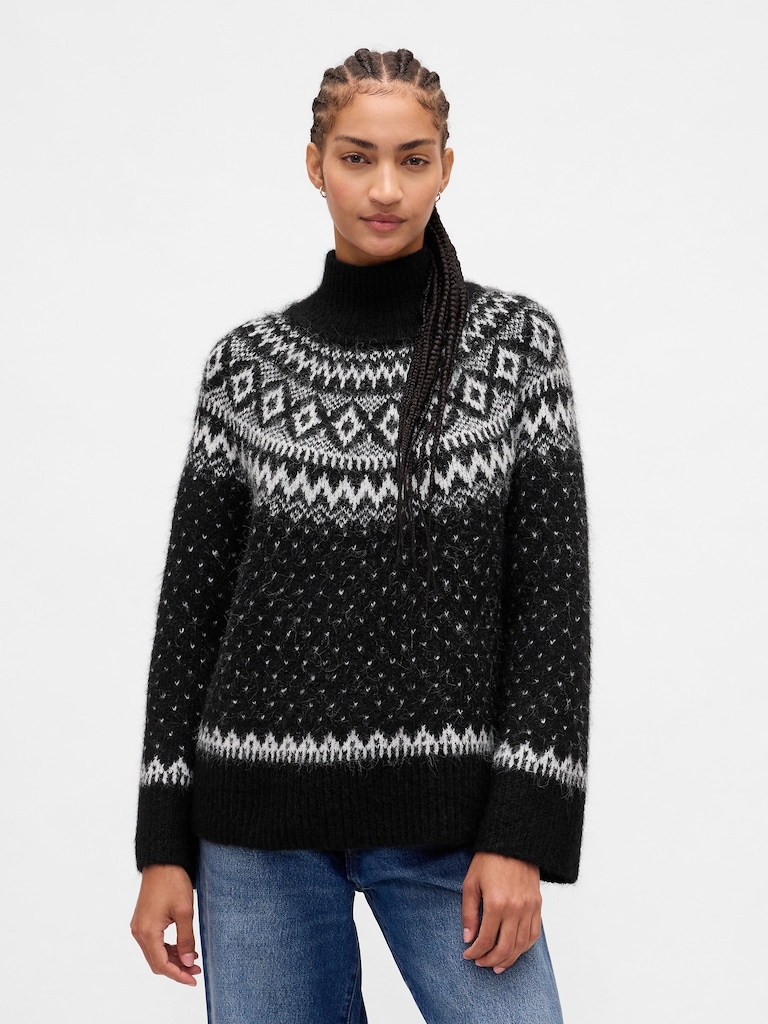 Fuzzy Oversized Turtleneck Sweater