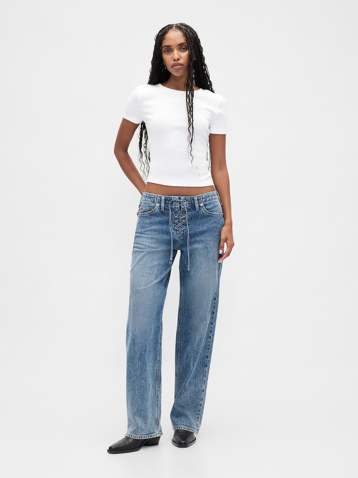 Low Rise '90s Loose Lace-Up Jeans