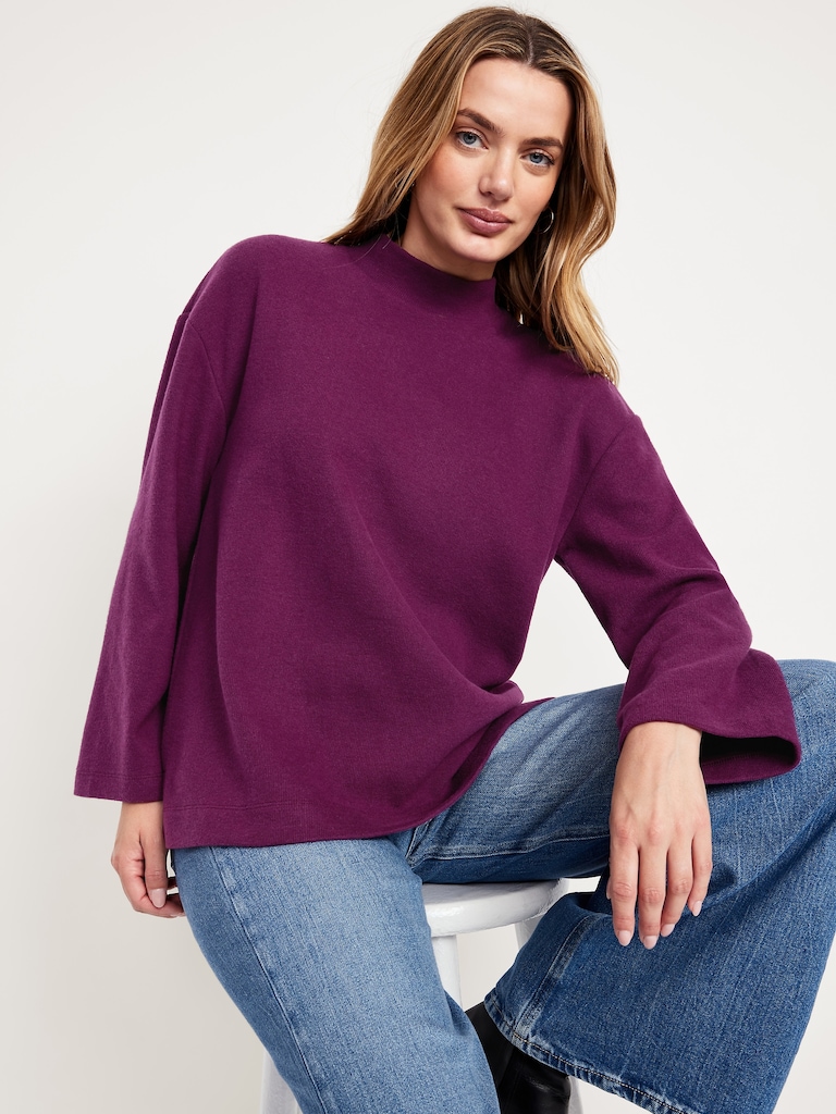 Cozy Mock-Neck Tunic Sweater