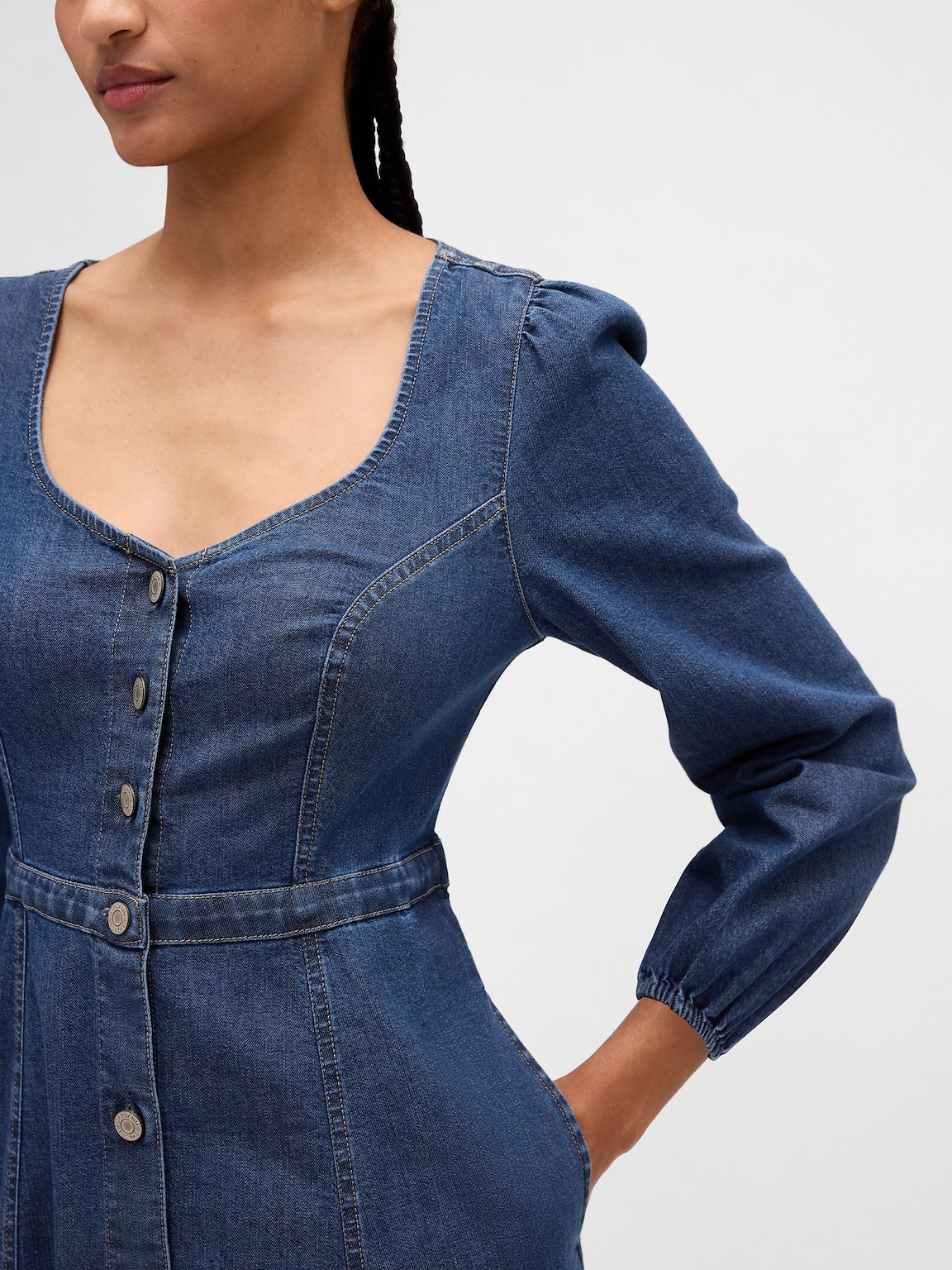 Denim Sweetheart Midi Dress