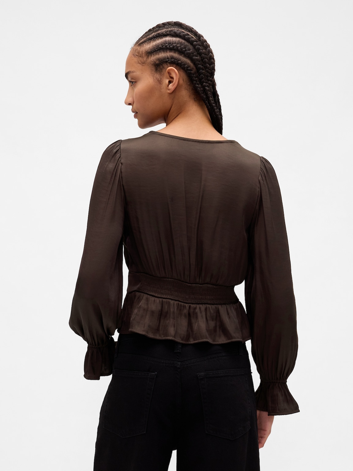 Eyelet V-Neck Peplum Top