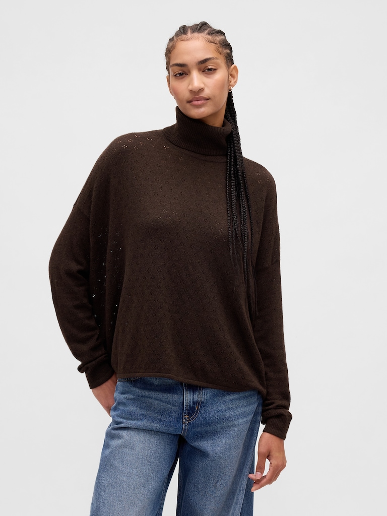 Oversized Pointelle Turtleneck