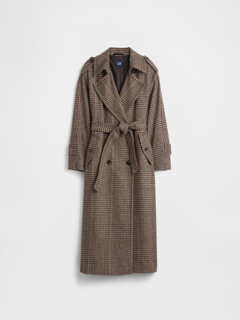 Wool-Blend Herringbone Trench Coat