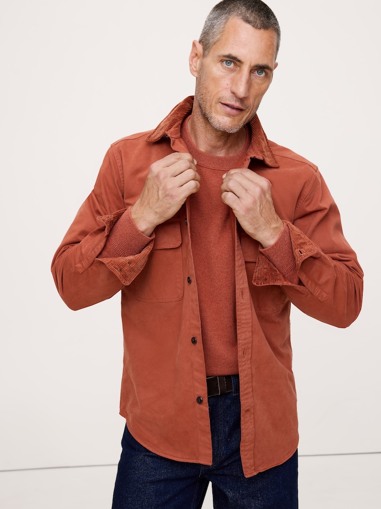 Standard-Fit Cotton Twill Shirt Jacket
