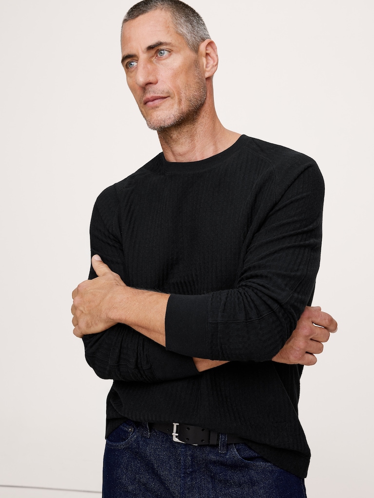 Slub Double-Knit Herringbone T-Shirt