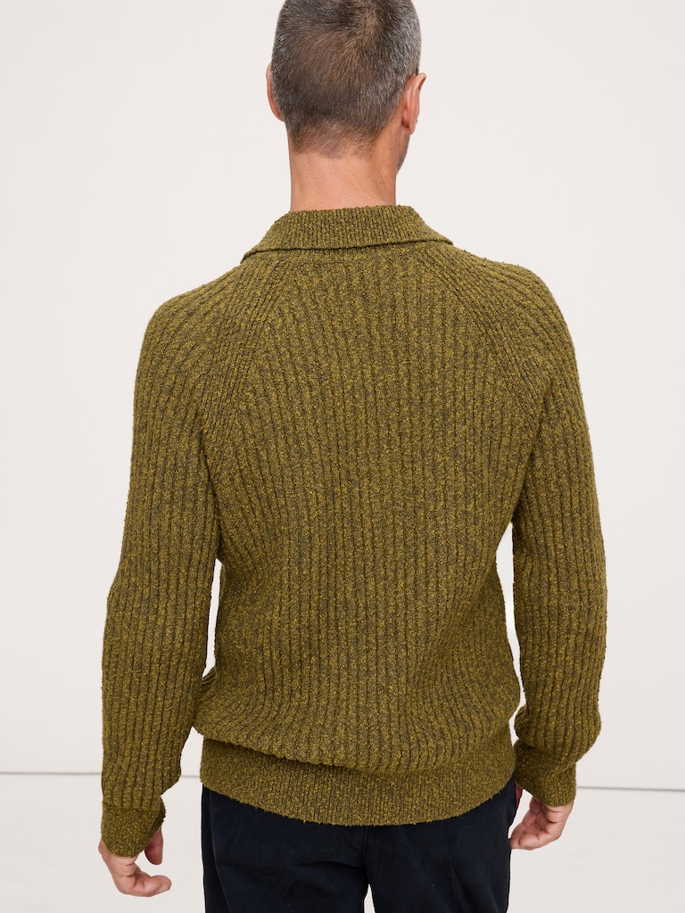 Bouclé Ribbed Sweater Polo