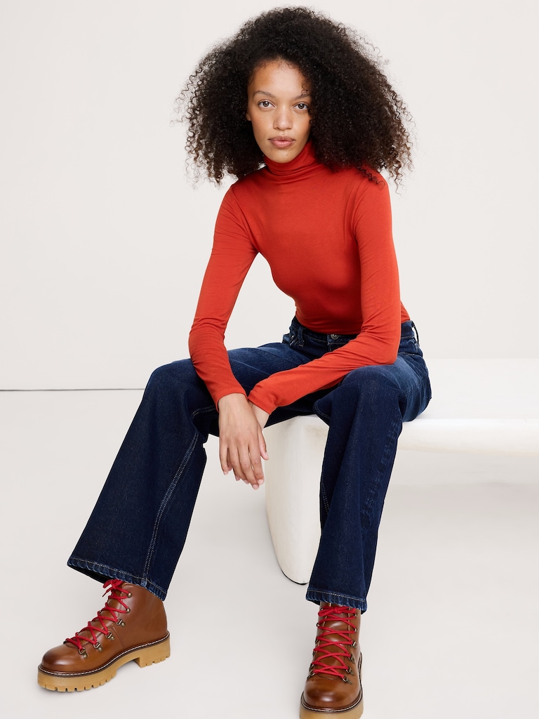 Luxe Wool-Blend Turtleneck T-Shirt