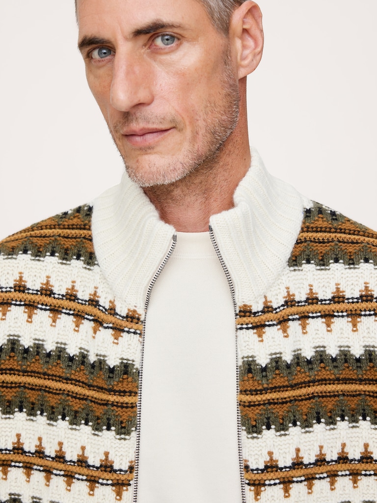 Fairisle Merino-Blend Sweater Jacket